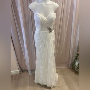 David's Bridal White Strapless Gown